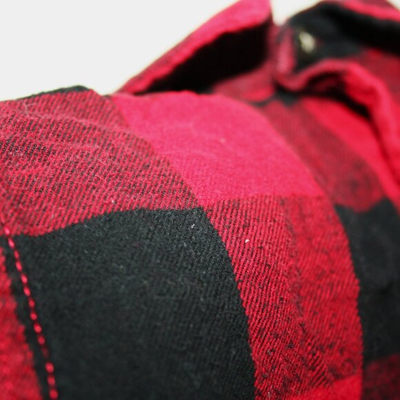 🍁 CHECKER OMBRE FLANNEL SHIRT RED BLACK BUTTON DOWN TOP PLAID WARM KID BOY 6 7 - Picture 9 of 15